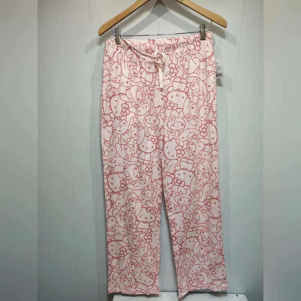 Hello Kitty Pajama Pants Juniors‎ L Pink Sanrio Lounge Sleep Pants NWT